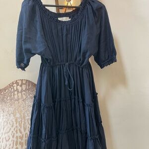 Zimmermann Navy Blue Off Shoulder Dress